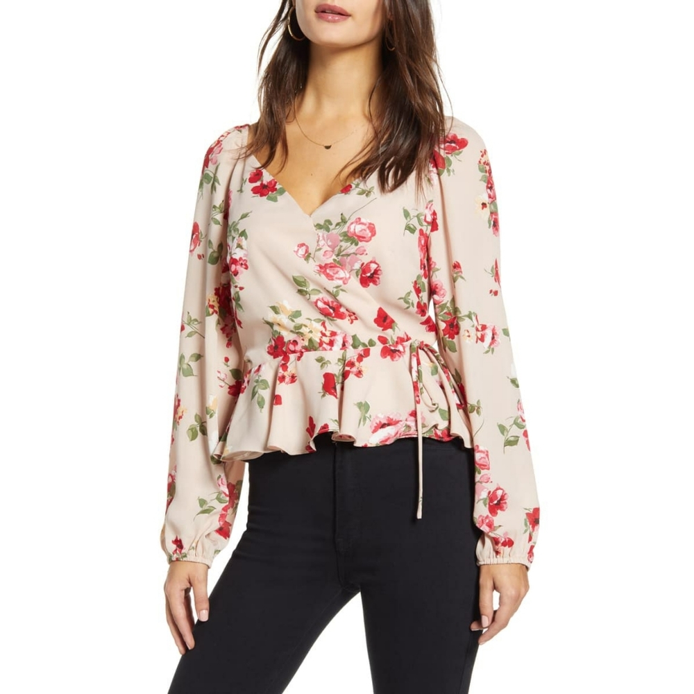 Leith Portrait Floral Print Wrap Top